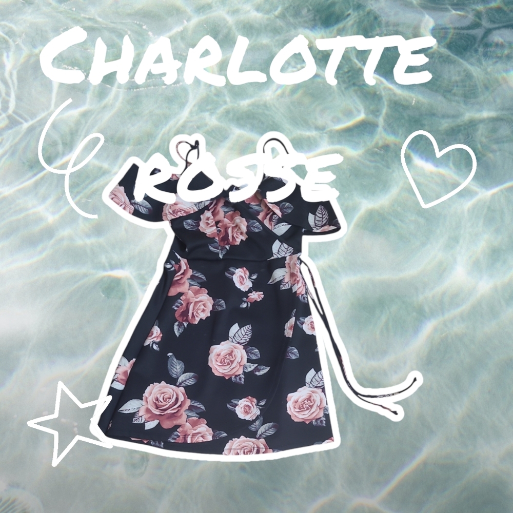 CHARLOTTE RUSSE dark blue with pink roses, size US woman's medium